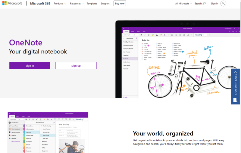 OneNote-2020-homepage