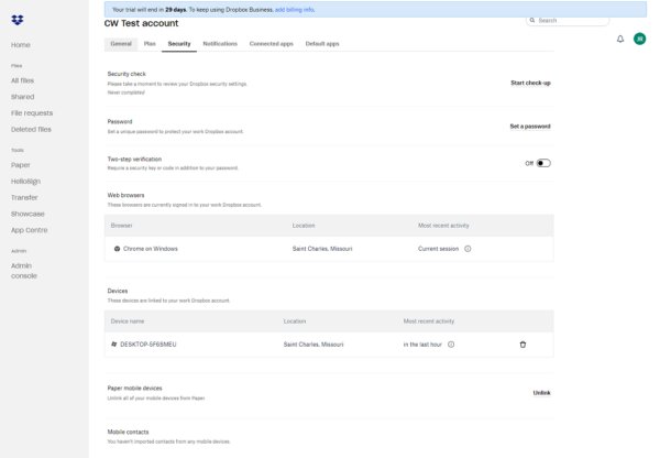 i have dropbox business but it shows personal