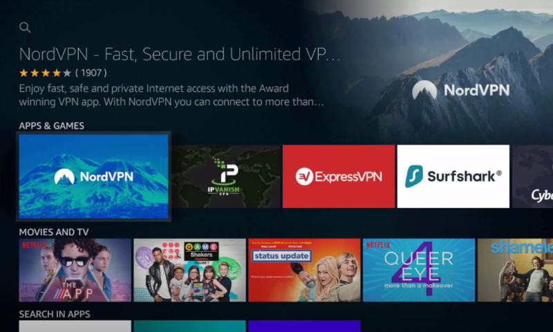 firestick nordvpn app page