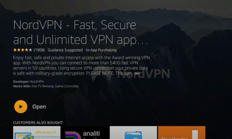 firestick nordvpn app open