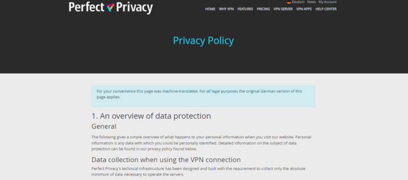 perfect privacy privacy policy