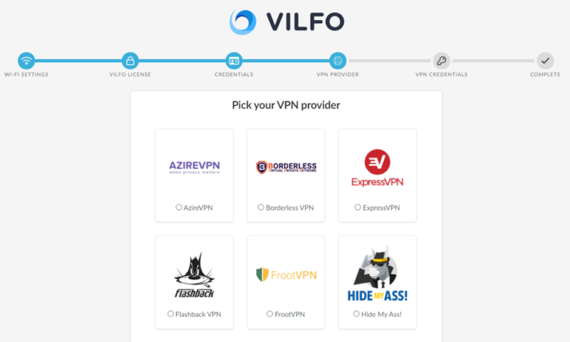 vilfo setup page