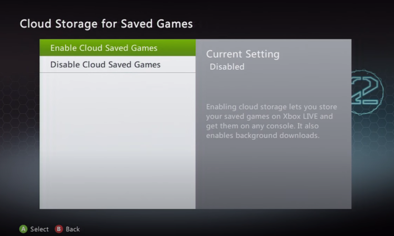 xbox cloud storage enable on a different console