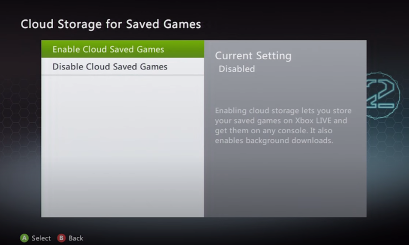 xbox cloud storage setup enable