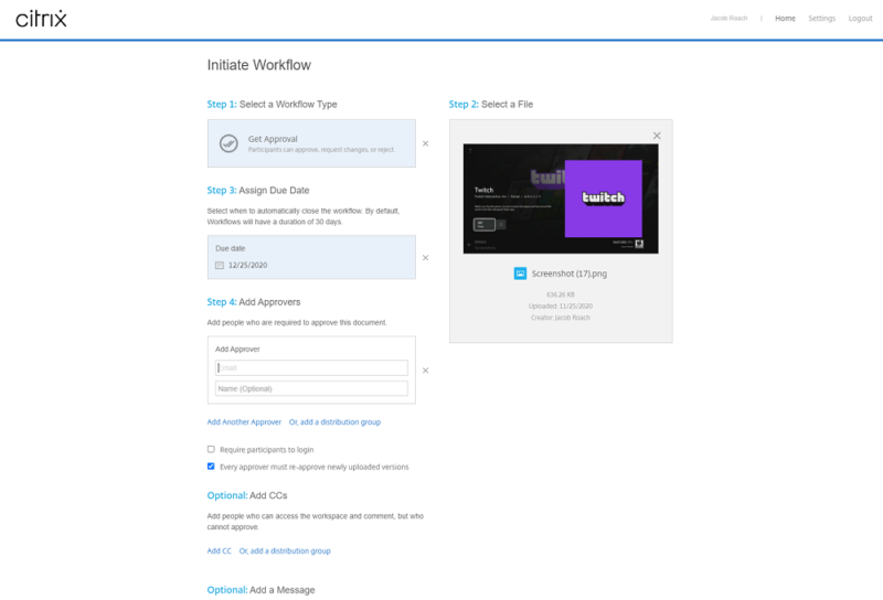 citrix sharefile workflows