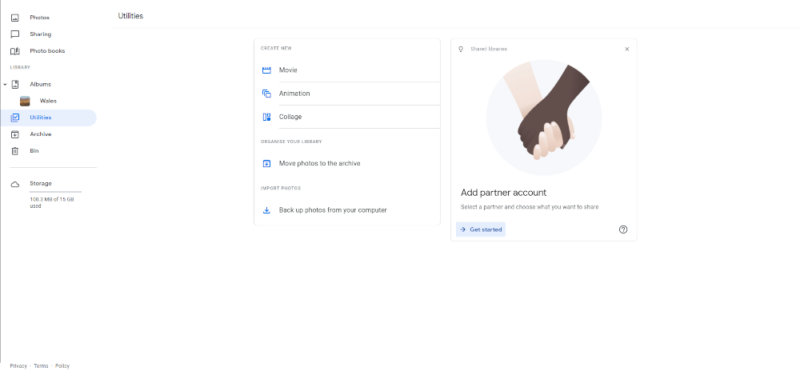 google photos to another account partners