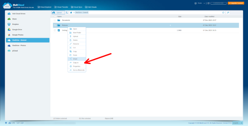 OneDrive two accounts MultCloud find files