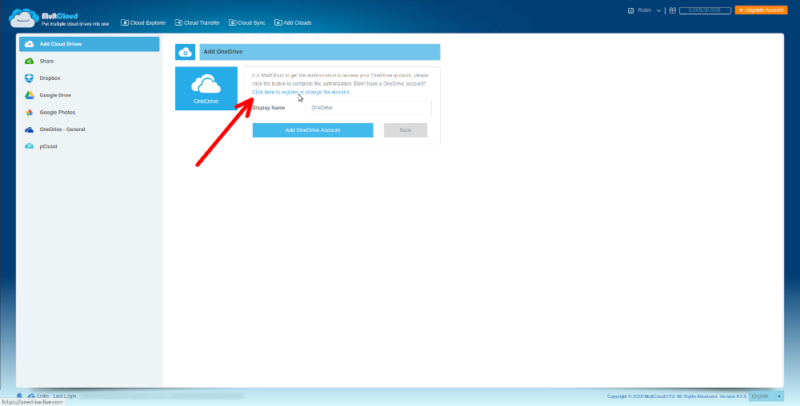 OneDrive two accounts MultCloud second account