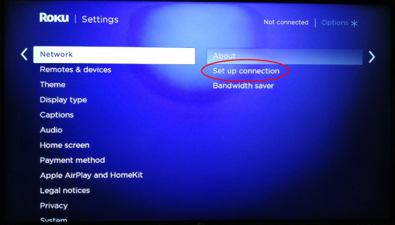 go to set up connection