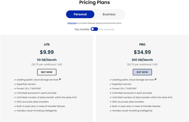 cloudfuze pricing personal