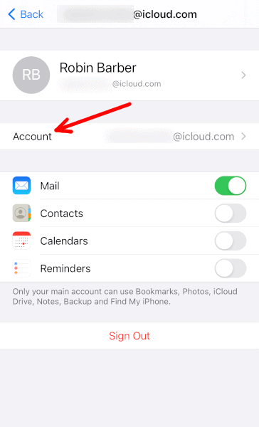 encrypt emails on iOS in account