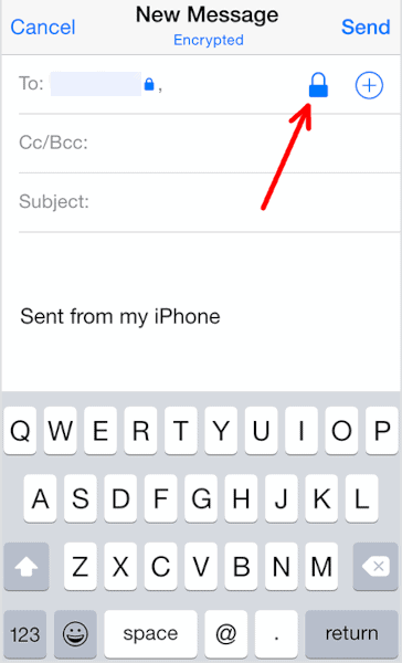 encrypt emails on iOS check