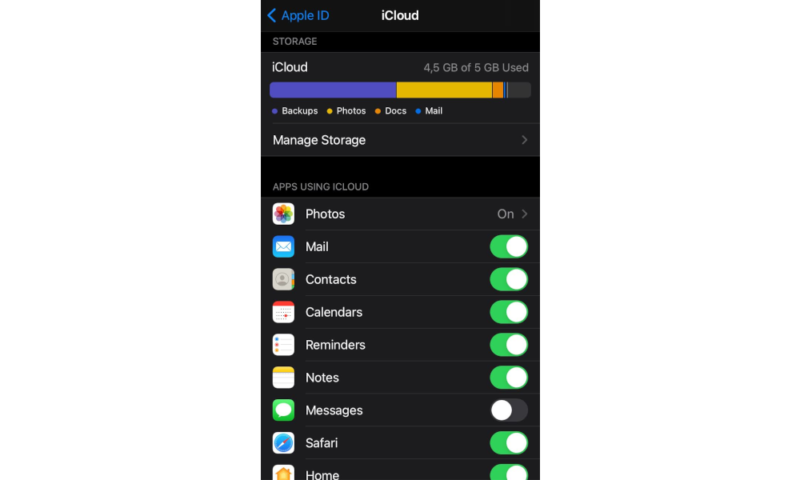 iCloud review iOS settings