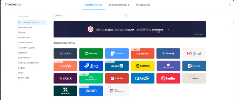 monday jira integration menu