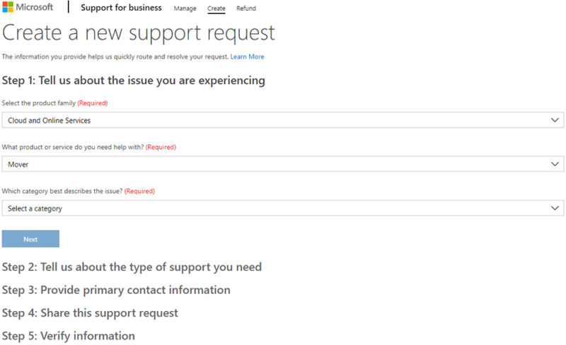 mover microsoft support