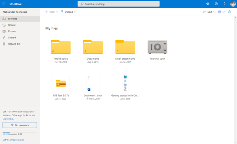 onedrive browser interface