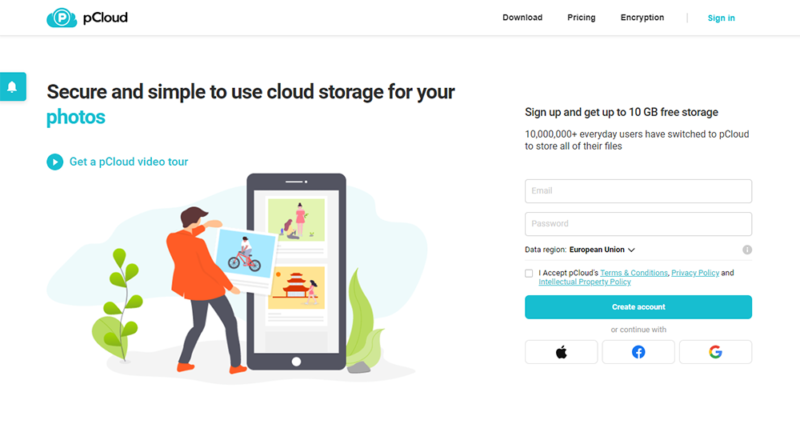 pCloud homepage