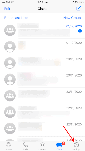 WhatsApp backup iPhone setting