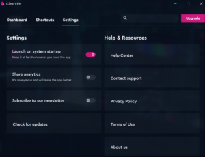 ios android windows settings page
