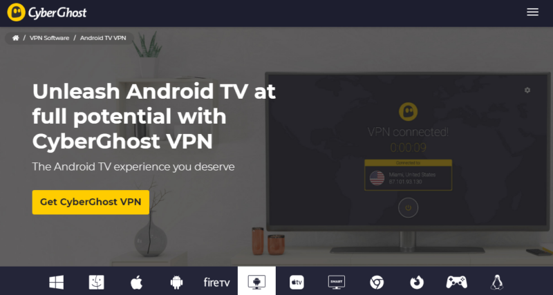 cyberghost for android tv