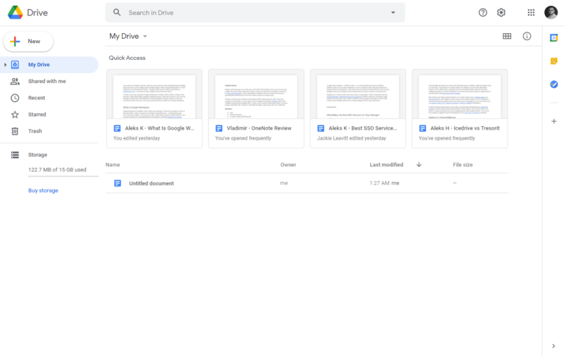 google drive web interface