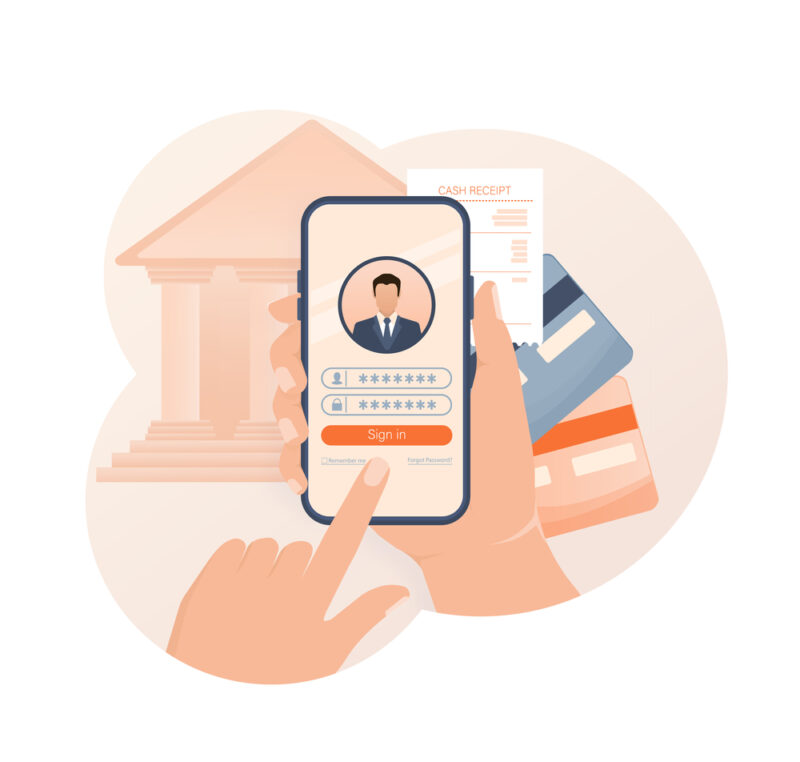 Line banking people for account page design. Isometric vector illustration. Bank online. Vector illustration. bank fraud