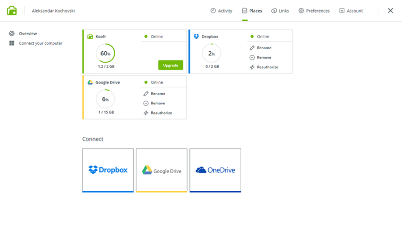 koofr manage multiple clouds