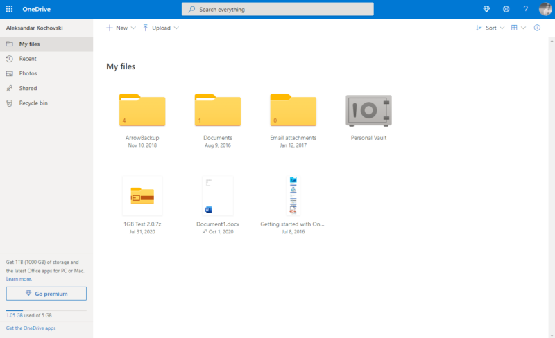 onedrive web interface