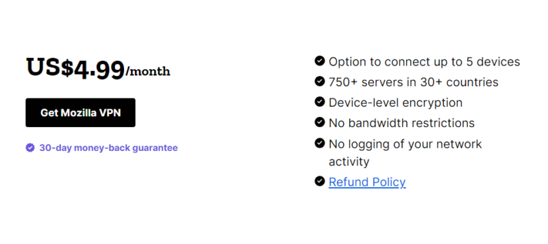 mozilla vpn pricing