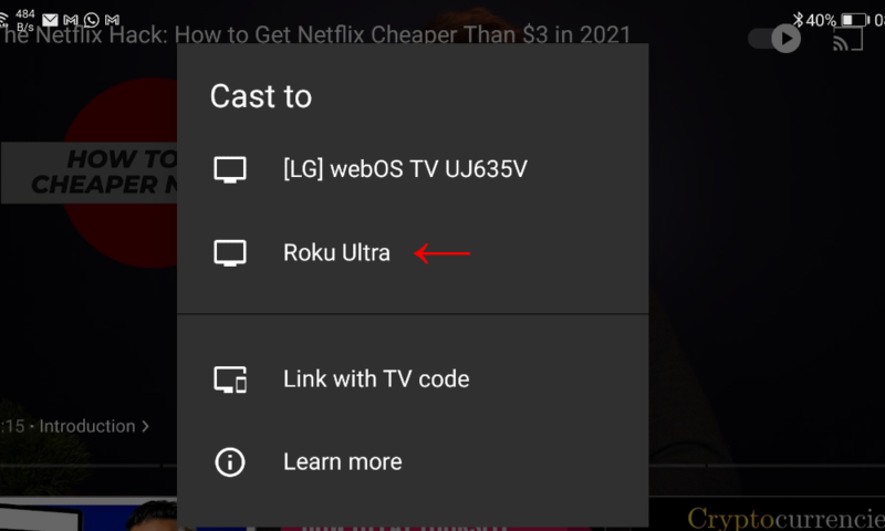 android cast to roku choose device