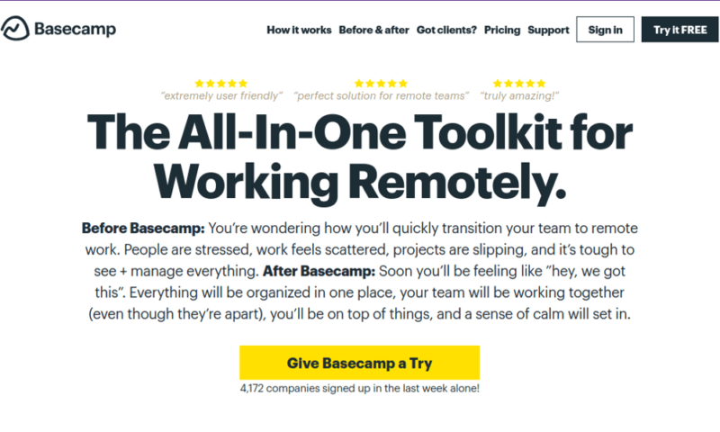 asana-Basecamp-homepage