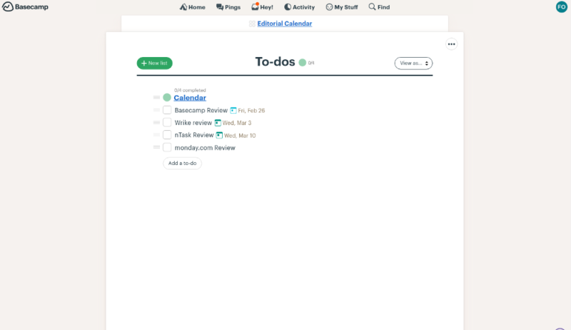 basecamp review todo