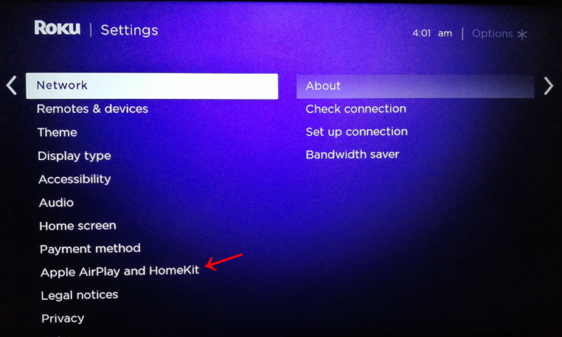 enable airplay on roku airplay