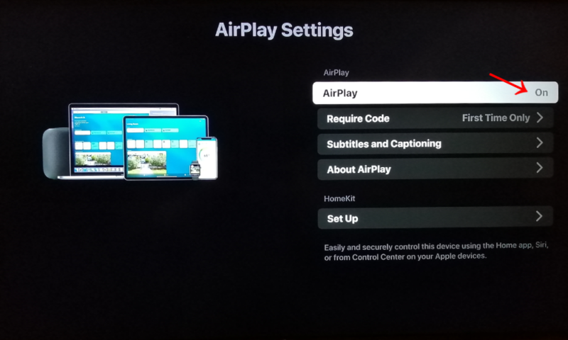 enable airplay on roku turn on