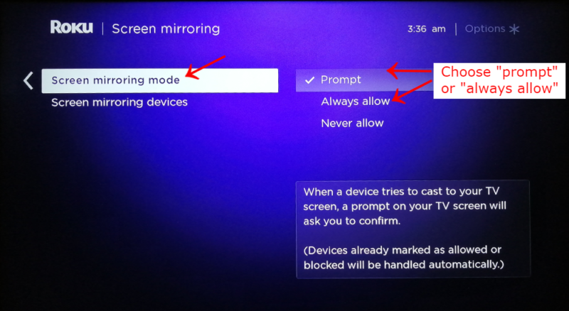 enable screen mirroring mode