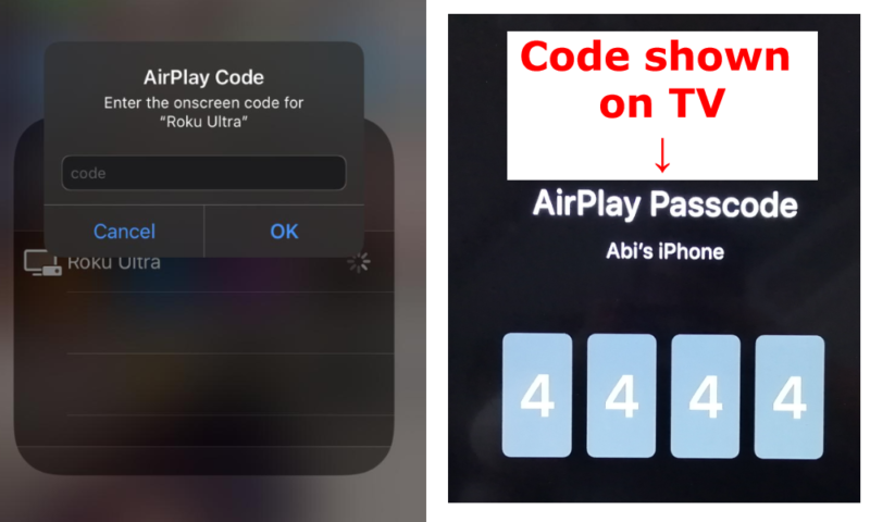 ios mirror to roku enter code