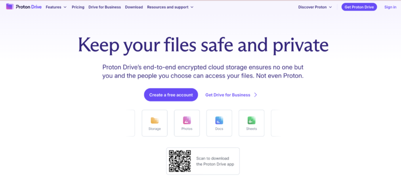 protondrive-homepage proton drive web