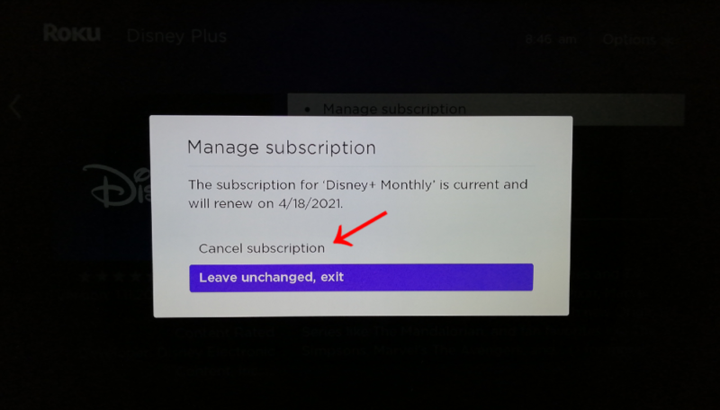 roku channel cancel subscription