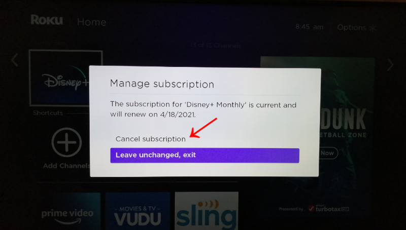 roku lineup cancel subscription