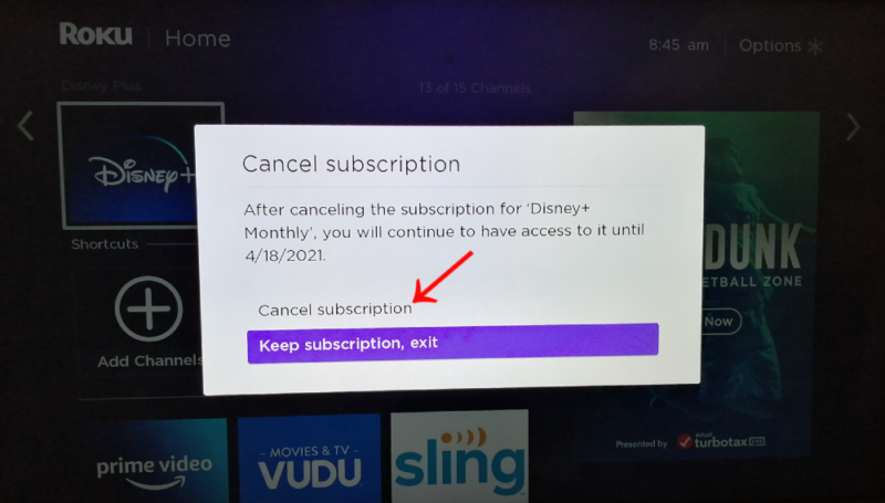 roku lineup confirm cancelation