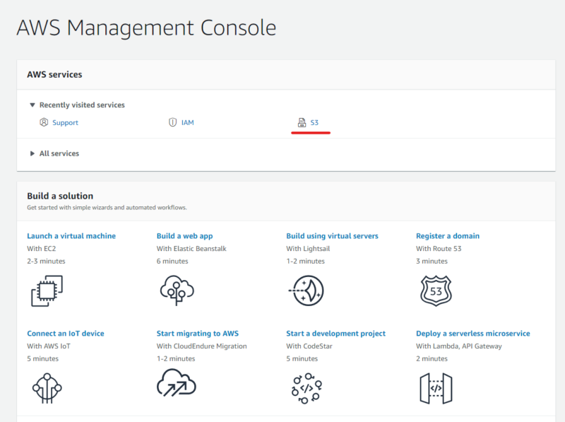 Amazon Web Services Console