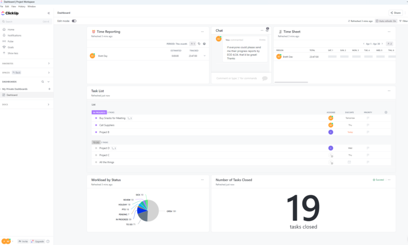 clickup dashboard