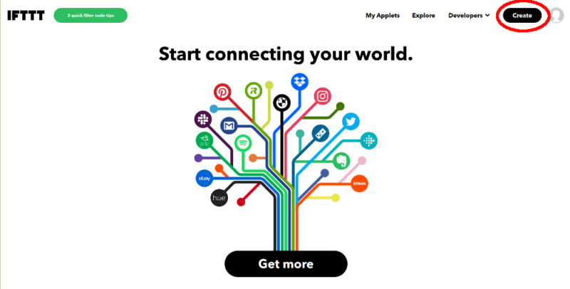 ifttt start screen