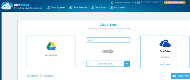 multcloud sync google drive onedrive