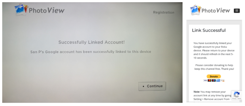 roku google play photos link successful