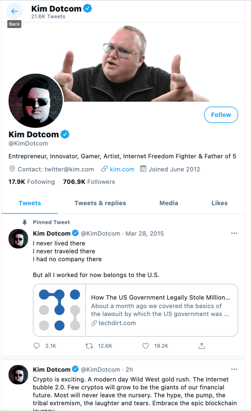 kim dotcom latest tweets