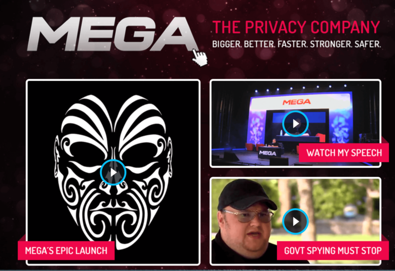 kim.com website promotes MEGA
