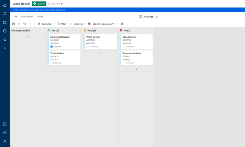 smartsheet board view