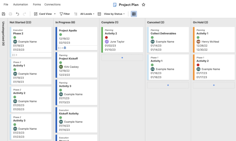 smartsheet card view