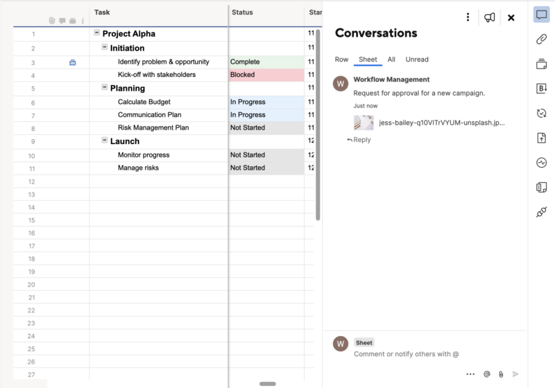 smartsheet conversations